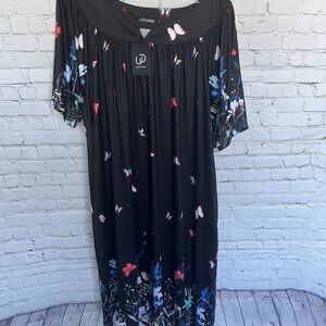 Udforsk Moo Moo House Dress-Nightgown Black With  Butterflies Woman Size 3XL